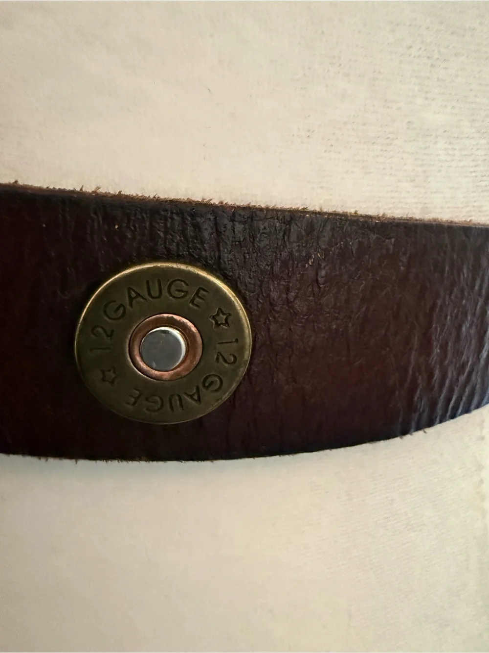 Vintage 1994 Nocona Brown Leather Belt 3D Eagle NRA Flag & Rifle Buckle 12 Gauge